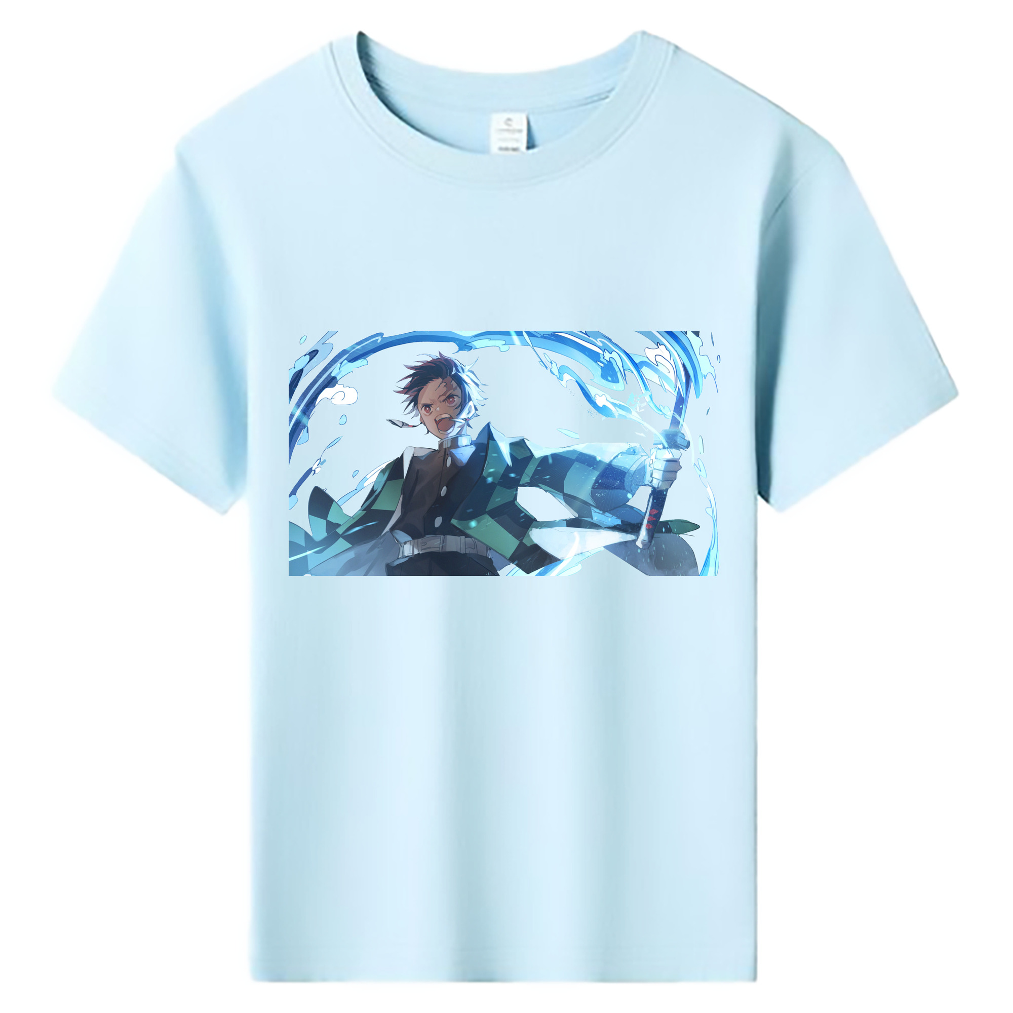 （画像用） 鬼滅の刃 竈門 炭治郎／かまど たんじろう Kamado Tanjirou 綿100％キッズTシャツ（フロントプリント）